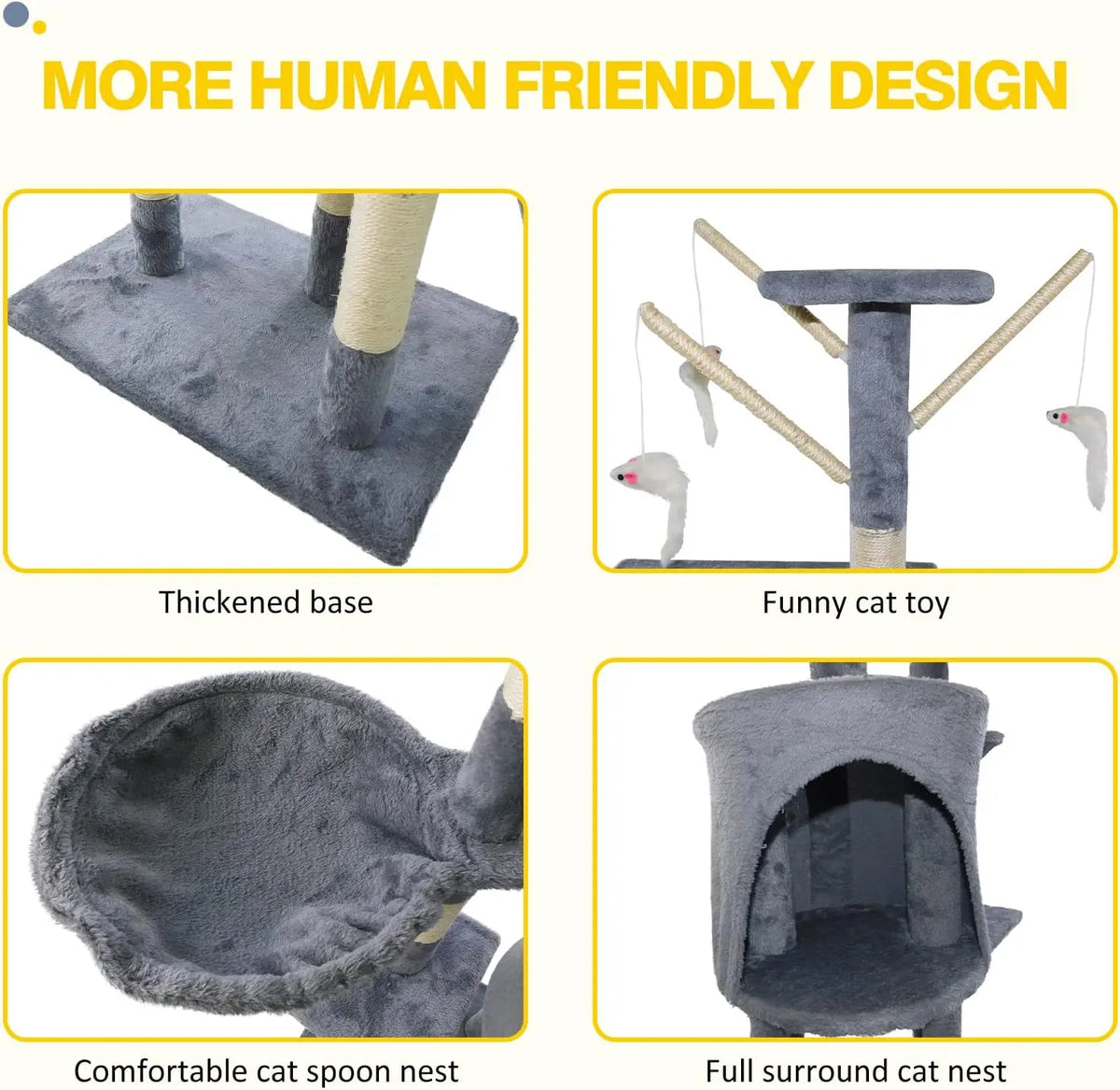 Multi-Level Cat Tree 140cm -Condo, Hammock &Scratching Post