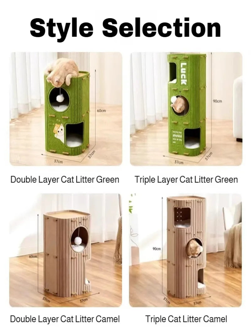 Multi Level Cat Tree with Enclosed Cat House