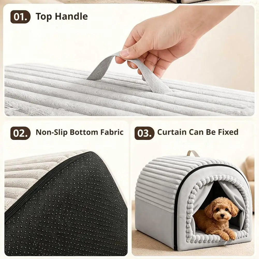 Foldable Pet House Removable Washable Cat Bed Indoor Warm Doghouse ﻿