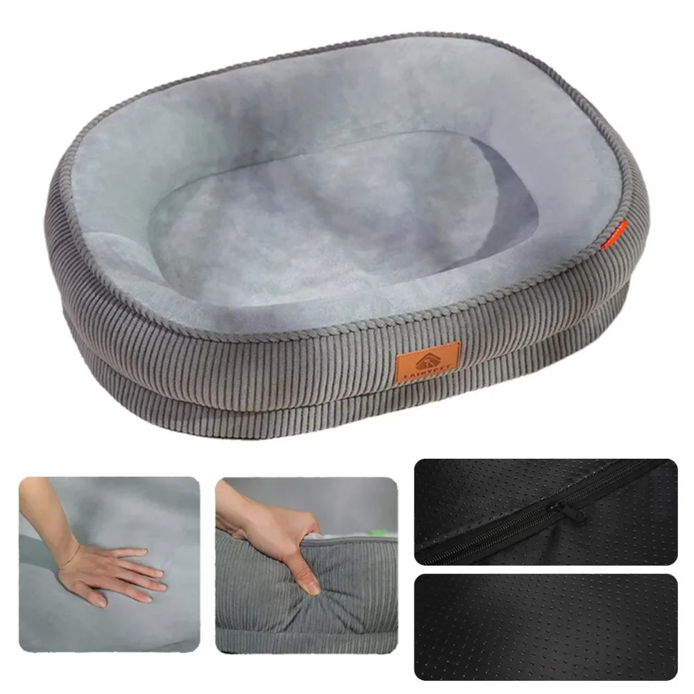 Warm Plush Pet Bed for Small Dogs & Cats, Washable