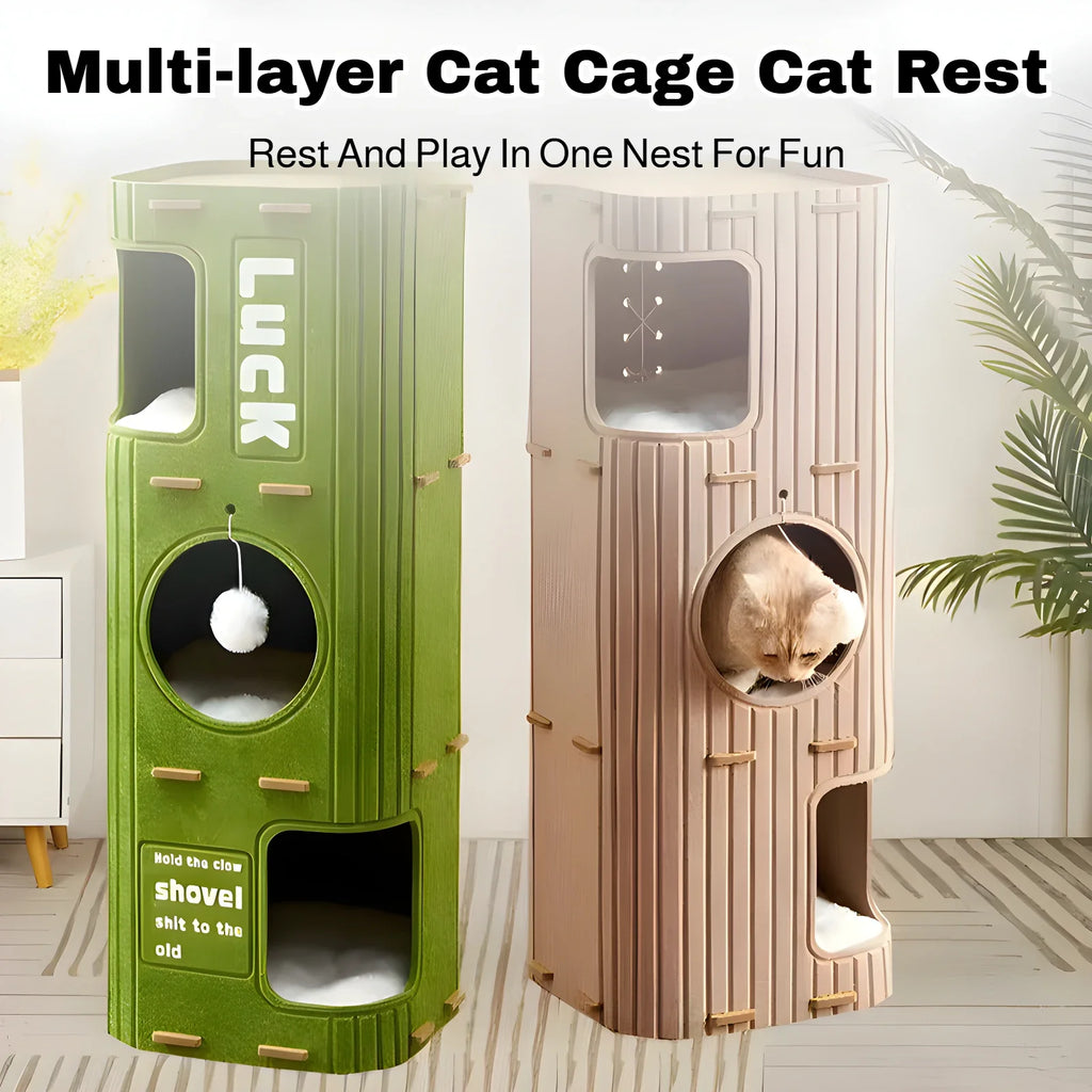 Multi Level Cat Tree with Enclosed Cat House