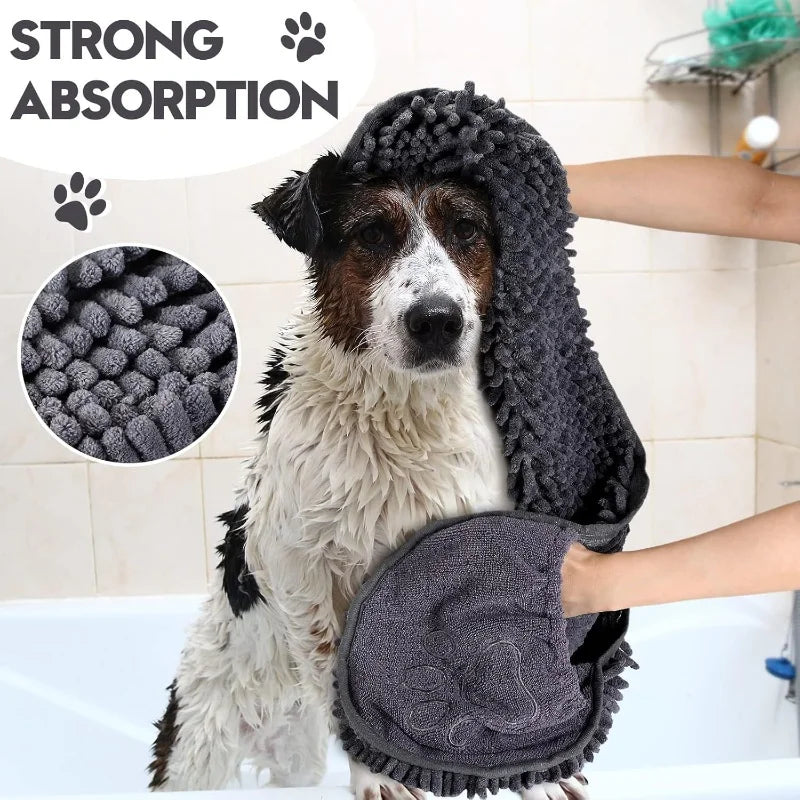 Super Absorbent Quick Dry Pet Towel , Soft Dog Bath Robe /Convenient Cat Bath Towel