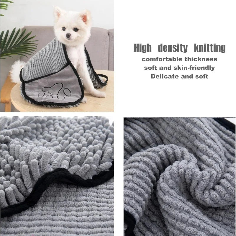Super Absorbent Quick Dry Pet Towel , Soft Dog Bath Robe /Convenient Cat Bath Towel