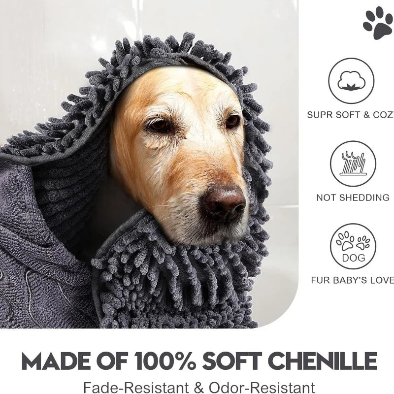 Super Absorbent Quick Dry Pet Towel , Soft Dog Bath Robe /Convenient Cat Bath Towel